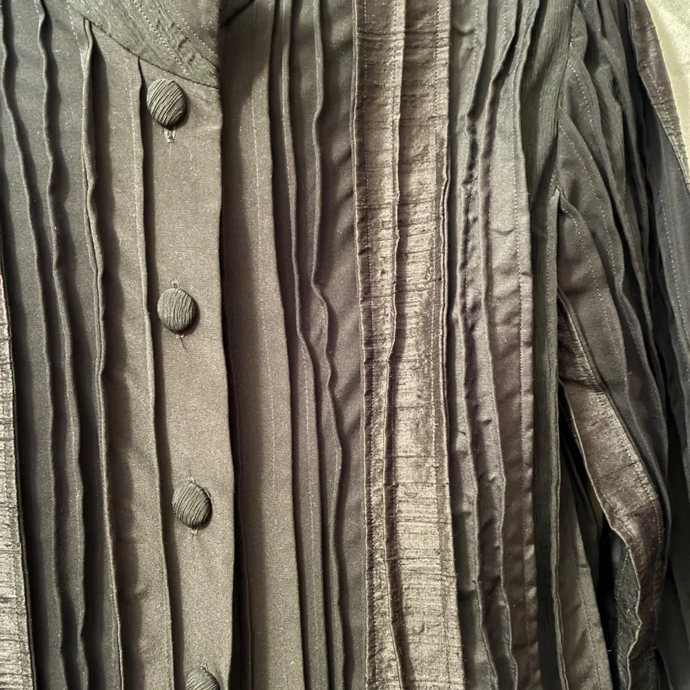Hulda Bridgeman Design Wearable Art Black Silk Size 0 Petite Jacket Handmade EUC - Picture 4 of 16